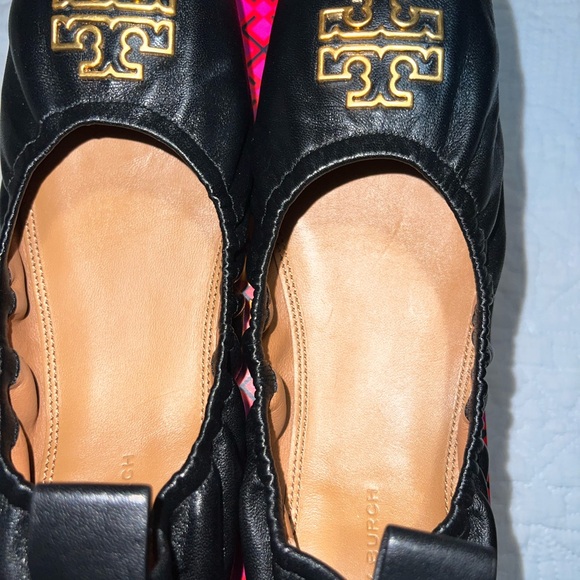 Britten Ballet Tory Burch Black Leather Flats - Picture 2 of 5